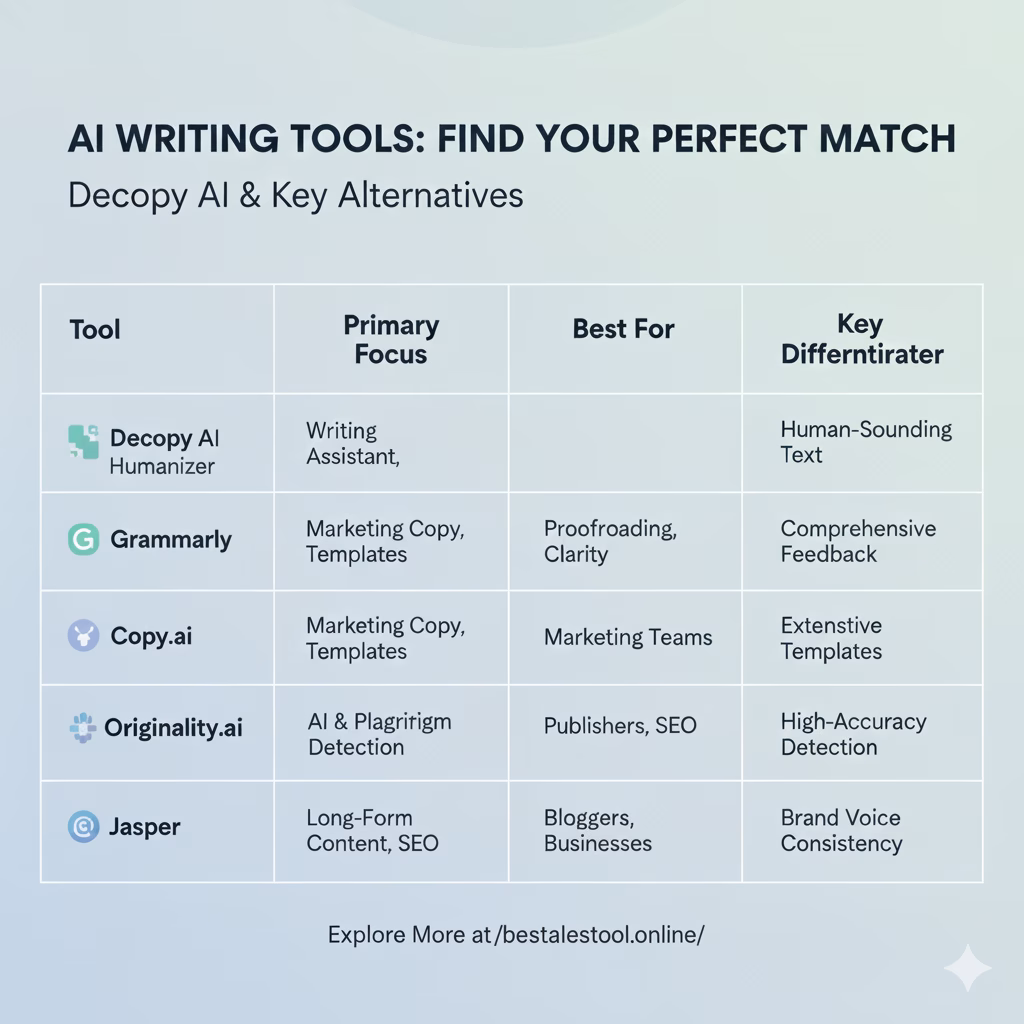 Decopy AI: Ultimate Guide to AI Writing Tools and Alternatives: https://bestsalestool.online/